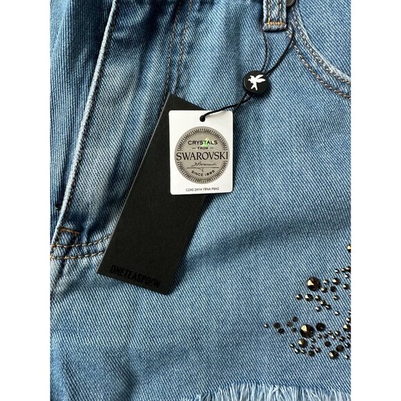 ONE TEASPOON Crystal Rocks Swarovski Collab Denim Shorts Sz 28 NEW - Picture 7 of 9